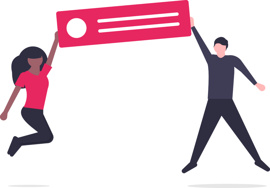 undraw_happy_announcement cartoon people holding information about us