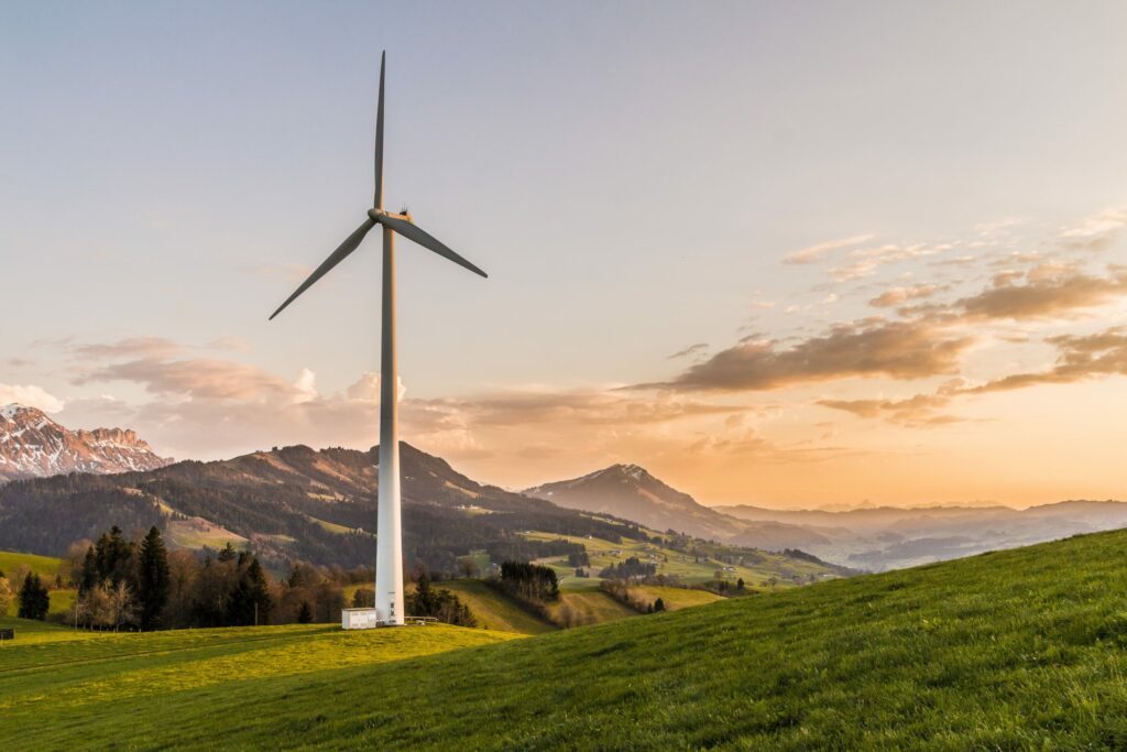 a lone windmill in the countryside