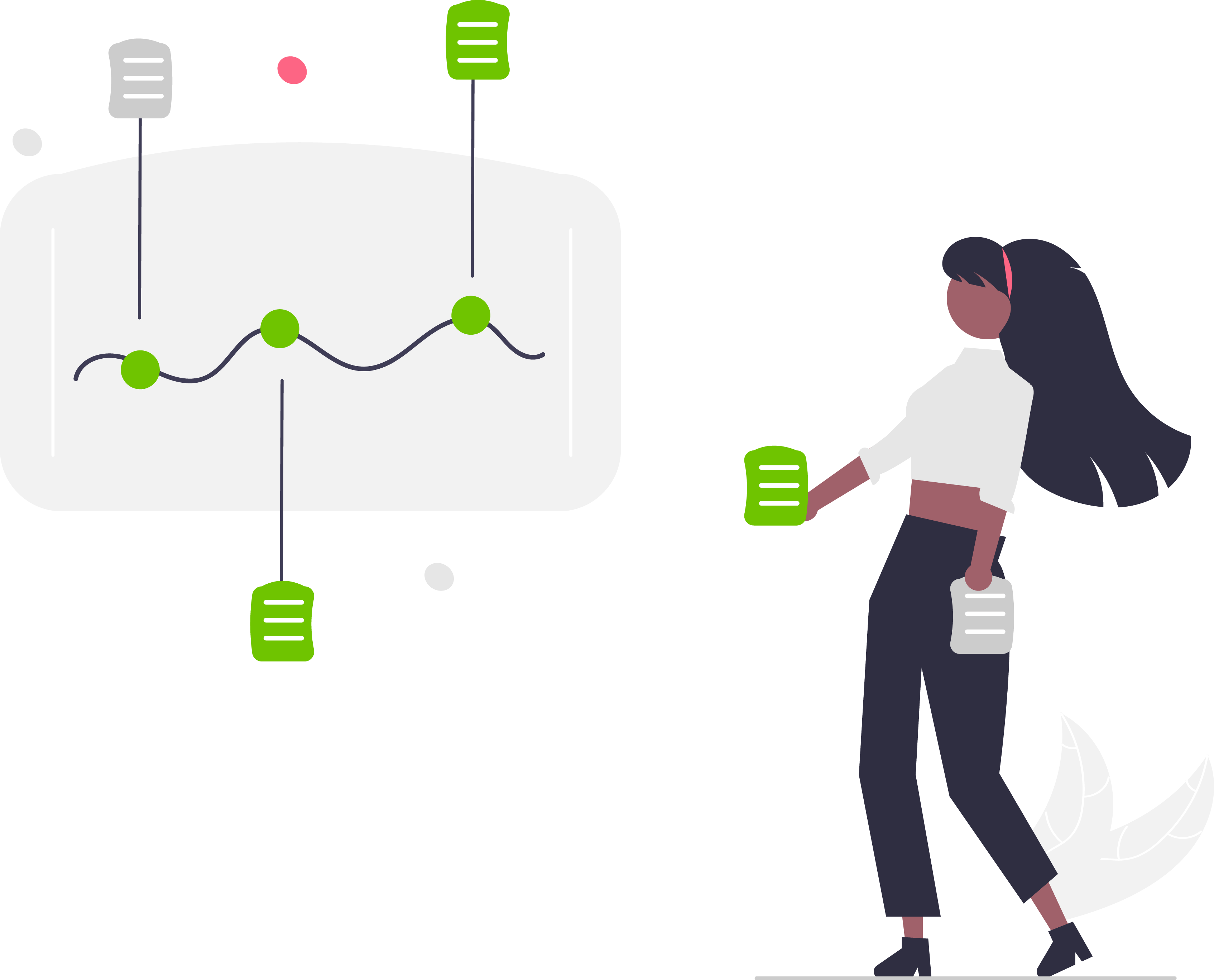 cartoon woman planning an energy process and finding energy solutions