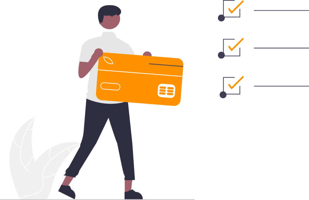 graphic of man holding a card for business cash flow loans