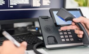 Communication support, call center and customer service help desk. phone handset representing telecoms