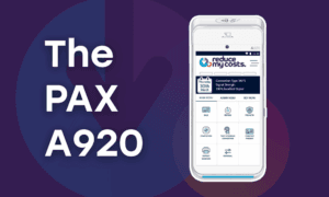 pax a920 card machine with rmc logo and rmc purple background